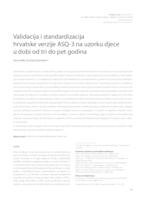 Validacija i standardizacija hrvatske verzije ASQ-3 na uzorku djece u dobi od tri do pet godina