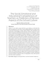 The Social, Emotional and Educational Competences of Teachers as Predictors of various Aspects of the School Culture